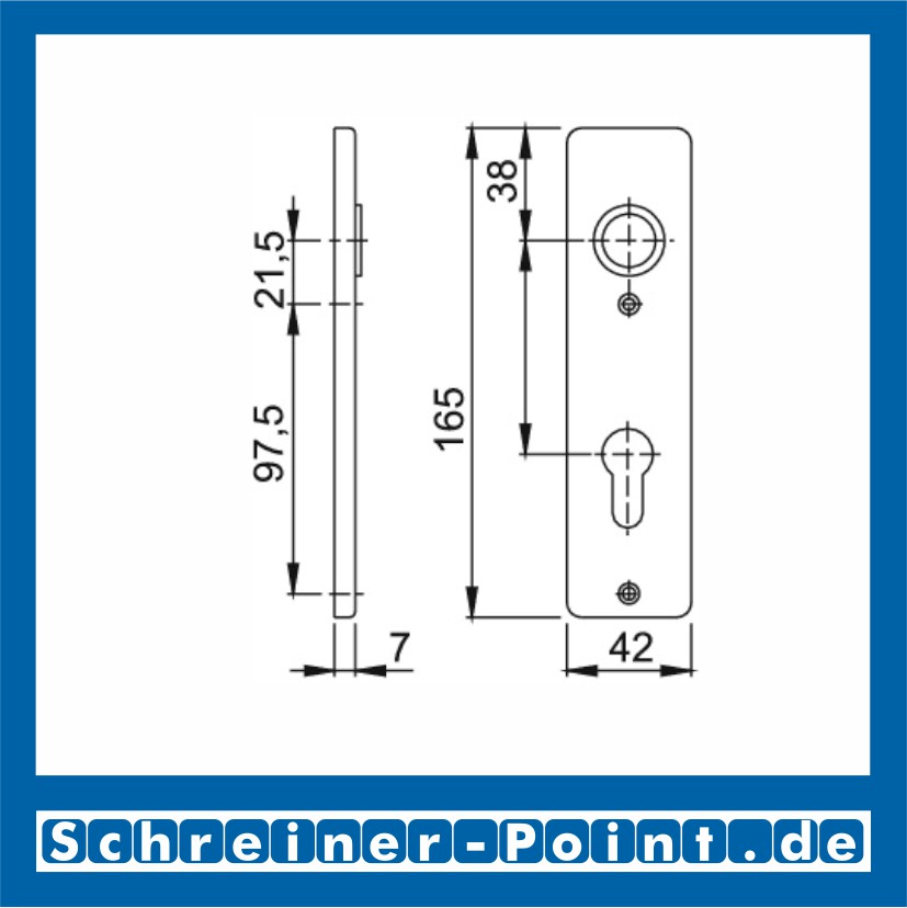 Hoppe Kurzschild 202KP Aluminium F2 Neusilber PZ